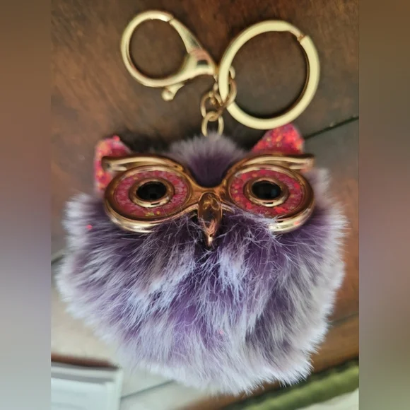 Purple and Pink Owl Keychain Charm - Picture 5 of 5